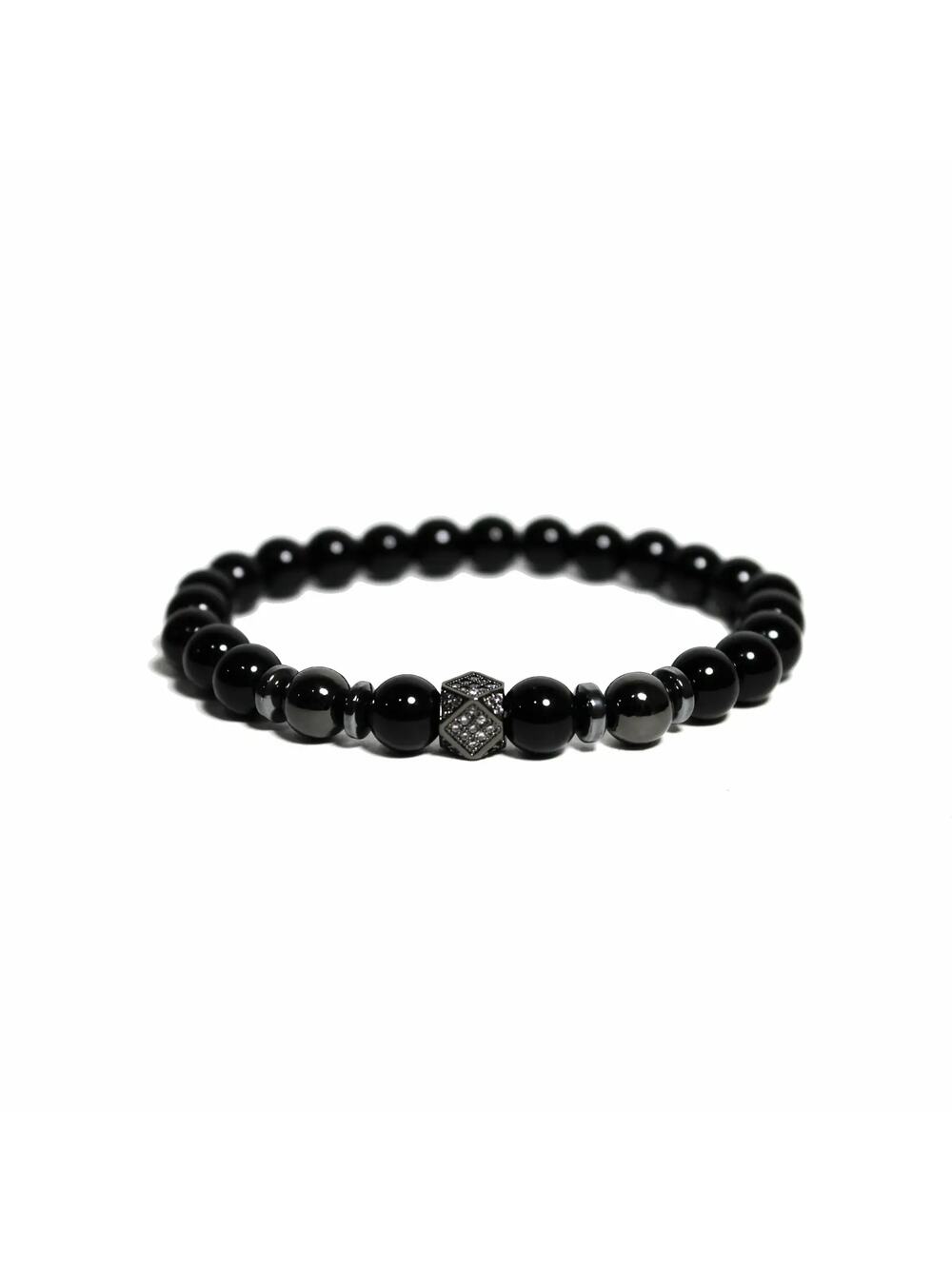🔴 Bracelet - Polygon Pavé & Polished Onyx